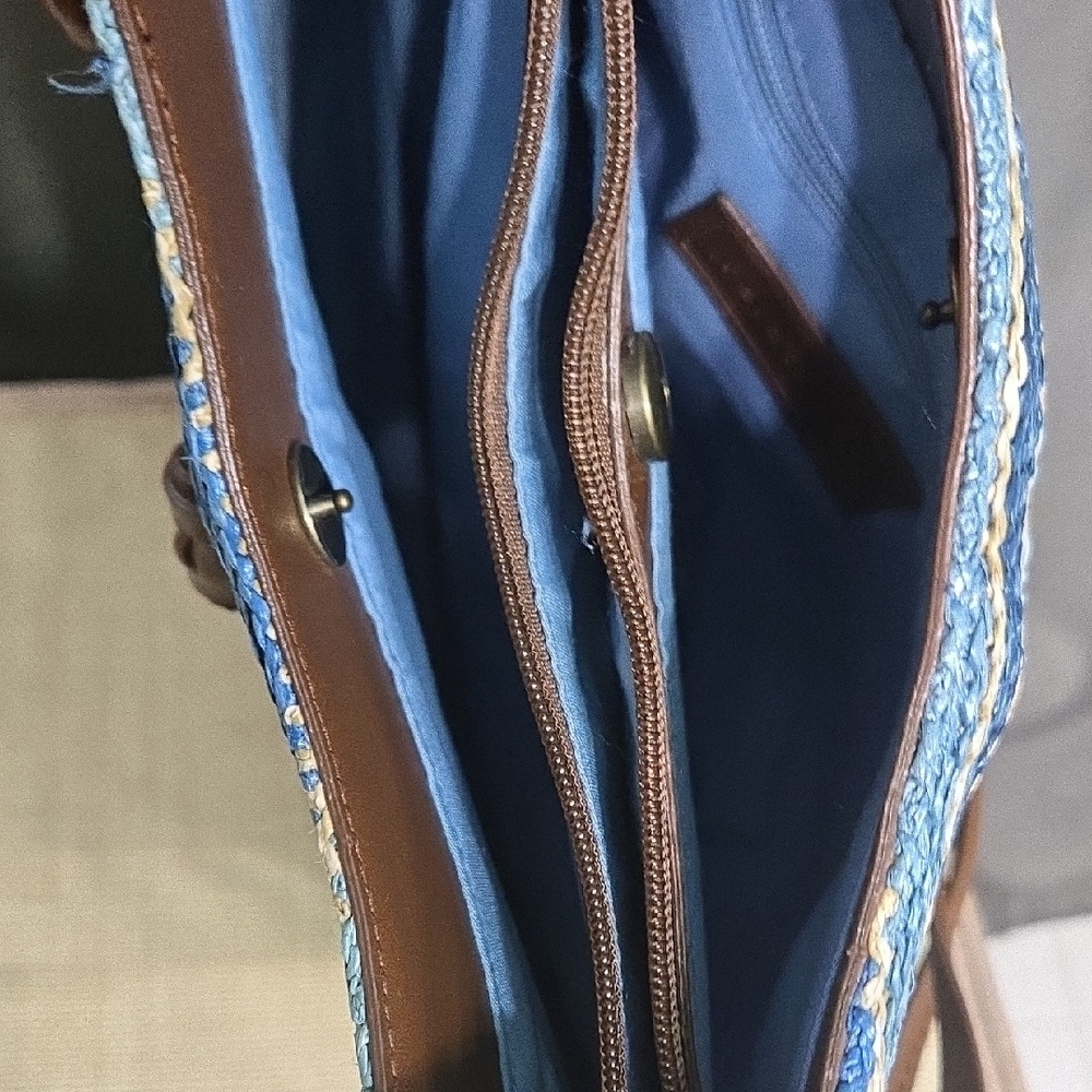 Relativity Blue and Brown Striped Shoulder Bag - Picture 9 of 13